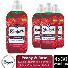 Comfort Fabric Conditioner Lasting Fragrance Peony & Rose 900ml 30W, 4 Pack