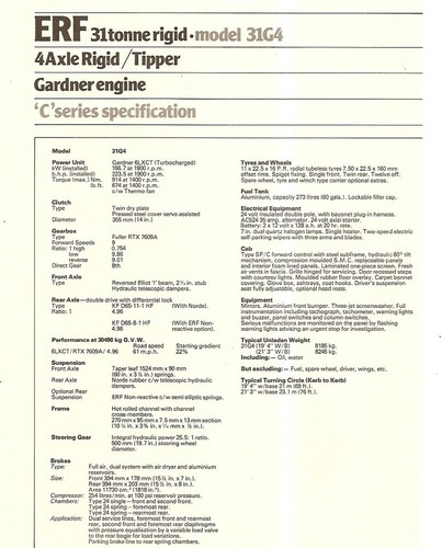 Truck brochure erf 31g4 - brochure,