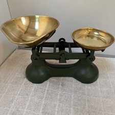 Vintage Weigh Scales Kitchen 2 Brass Pan Green