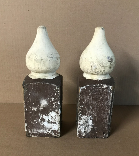 Antique pair shabby turned - pair,