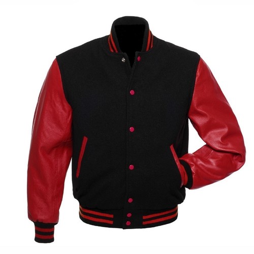 Black red varsity letterman - red,