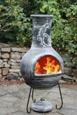 Medium Iguana Grey Mexican Chimenea Garden Outdoor Summer Spring Heater