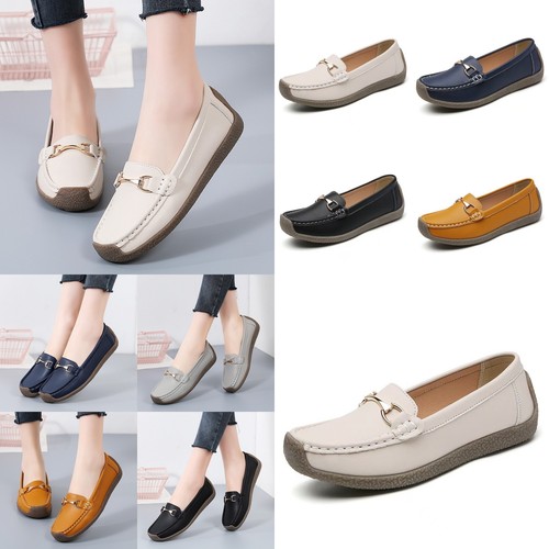 Ladies womens leather flat - leather,