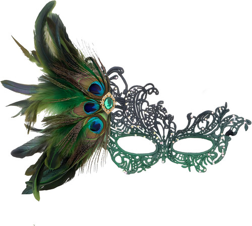 Lace feather masquerade mask - feather,