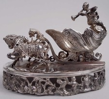 Hanau Open Salt Antique Rococo Sleigh Bowl Dish Hanau German 800 Silver