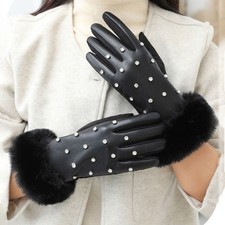 Plush Lined PU Leather Gloves