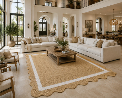Natural beige white - &, jute