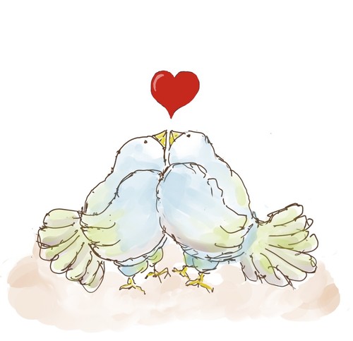 Anniversary card turtle doves - anniversary,