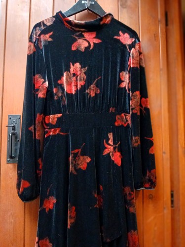 Biba black floral velvet - floral,