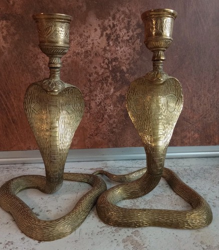 Pair vtg brass candlesticks - pair,