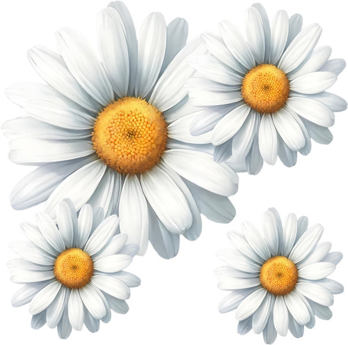 White daisy flower vinyl - white,