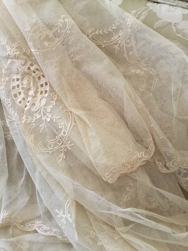 Antique french tambour lace - french,