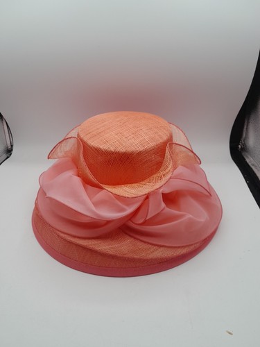 Large pink sinamay - large, pillbox