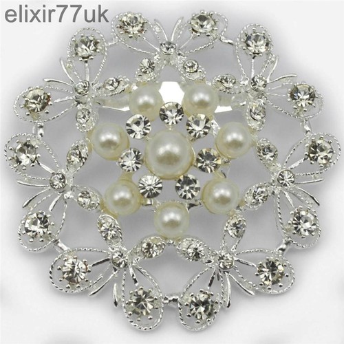 Large silver flower brooch - silver,