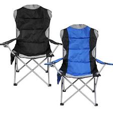 Heavy Duty Camping Chair Luxury Padded Folding High Back Directors W/ Cup Holder