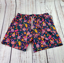 Berkley Jensen Swim Trunks Mens L Navy Blue Day of the Dead Sugar Skull Shorts