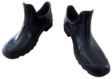 Shiny Black Rubber Rain Wear Wellington shoes Size 4 - 5 Boot Shafts Removed
