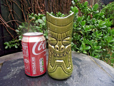 APS Tiki Hawai Polynesian God Face Green Ceramic Cocktail Mug or Vase