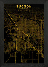 Tucson Golden City Map Framed