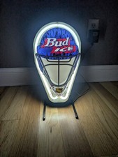 Vintage Budweiser Bud Ice Neon Beer Hockey NHL Sign 90s 