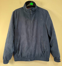 Alan Paine Jacket Mens Large Blue Cotton Moleskin Fleece Lined Mock Neck Bomber