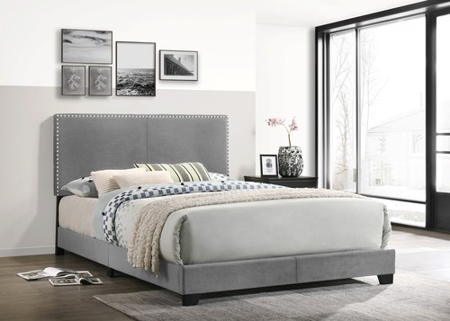Grey velvet full - velvet, bed