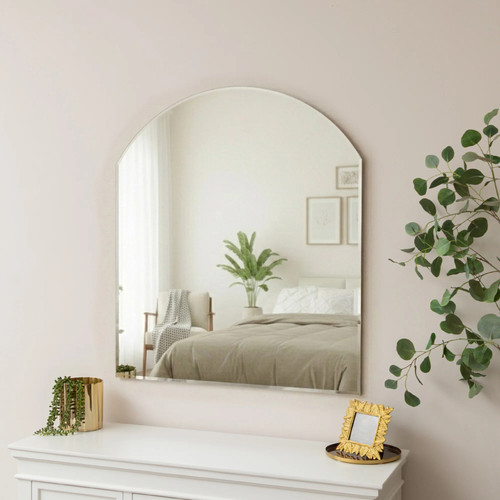 Large frameless arched mirror - arched,