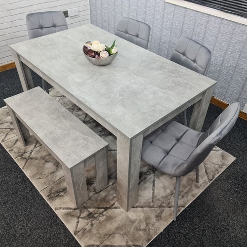 Grey dining table with - grey, 4