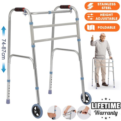 Folding walking frame with - frame,