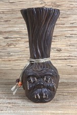 The Trophy Tiki Mug Tiki Farm Flounder Otto's Shrunken Head Brown 8.5" Tall 2012