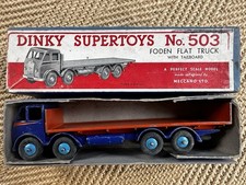 Dinky Supertoys No.503 Foden Flat Truck With Tailboard 1st Type Blue And Orange