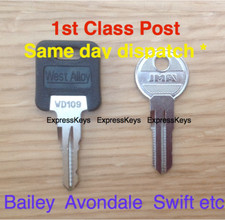 Caravan Keys Cut to Code  WD001 TO WD200  AVONDALE  BAILEY  ELDDIS  SWIFT etc.