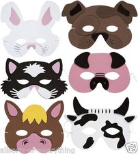 FOAM ANIMAL MASK FANCY DRESS COSTUME cat dog rabbit pig horse cow 