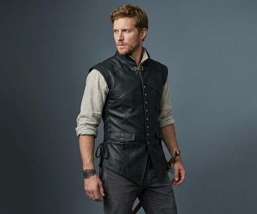 Handmade black leather jerkin - black,