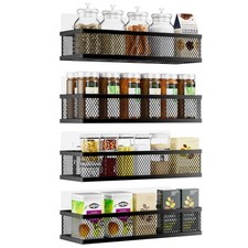 Spice Rack Wall Mounted, 4 Pack Pantry Door Organizer & Hanging Storage Baske...