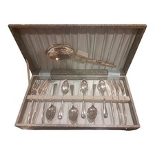 Vintage Silver Plated Cutlery Set with Ladle in Presentation Case Xmas present 