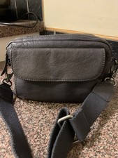 Fat Face Oslo Grey Leather Crossbody Messenger Bag Camera Style