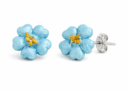 Blue flower stud - blue,