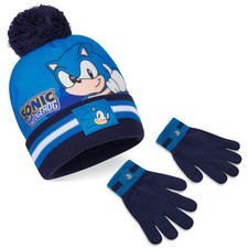 Sonic The Hedgehog Kids Boys Winter Set Hat And Gloves Warm Comfortable