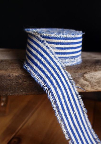 Linen ribbon with fringed - 1",