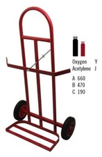 Oxygen Acetylene Twin Cylinder Gas Bottle Trolley - Y + J Bottles - Model 1279