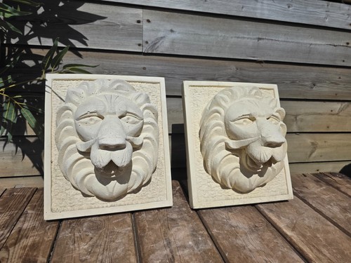 Cast stone lion - stone, head