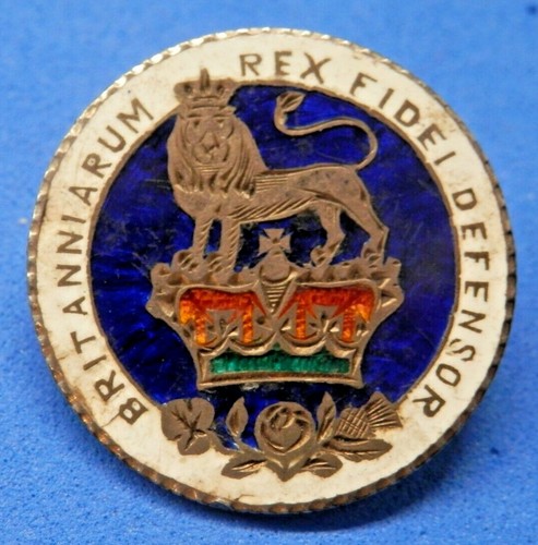 Enamelled coin brooch - coin,