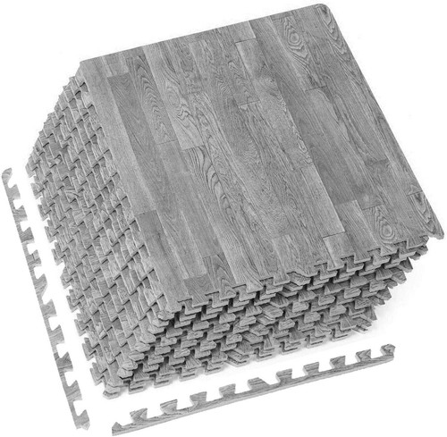 Grey wooden grain foam tiles - wooden,