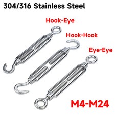 Turnbuckle Wire Tensioner Strainer Stainless Steel Hook and Rope Cable Tension