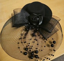 Black Bowler Hat with Net and