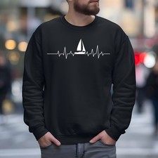 Sailing Heartbeat Pulse Printed Sweatshirt Yacht Love Sailing Funny Gift Sweater