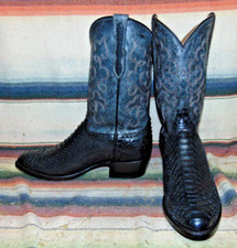 Mens Rujo The Zeke Black Snakeskin Gray Leather Cowboy Boots 11.5 EE  Exc Cond