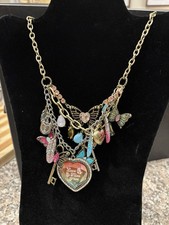 NEW Betsey Johnson Love Flies Free Boho Heart Butterfly 3 Layers Necklace