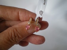 Padparadscha Sapphire stud drop earrings, 1 carat, 1.26 grams of 9K Yellow Gold